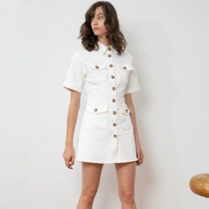 Pixie Market Ecru Utility Shirt Dress, size small